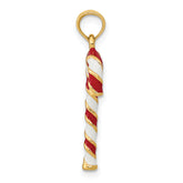 14K 3D Enameled Candy Cane Charm
